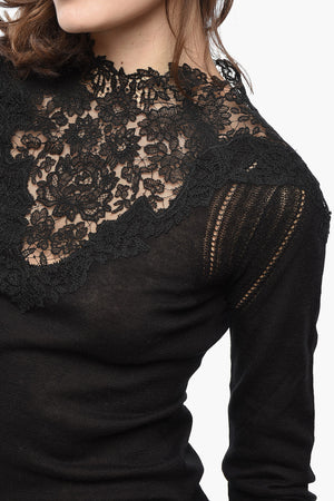 Pullover aus Baumwollmix mit Spitzenverzierung