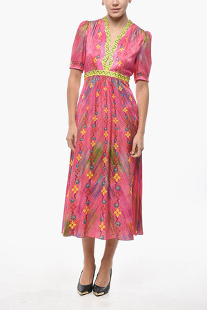 Silk Midi Dress TABITHA with Floral Print