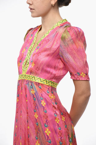 Silk Midi Dress TABITHA with Floral Print