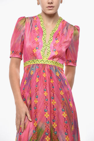 Silk Midi Dress TABITHA with Floral Print