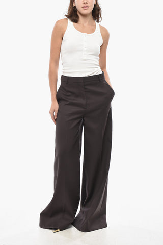 Palazzo-Hose aus Wolle mit verdecktem Verschluss