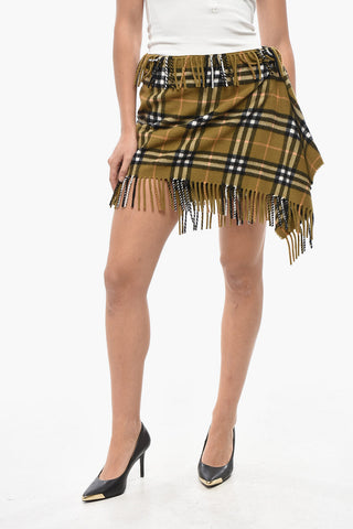 Cashmere-Mix-Tartan-Minirock SCARF mit Fransen