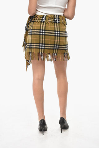 Cashmere-Mix-Tartan-Minirock SCARF mit Fransen