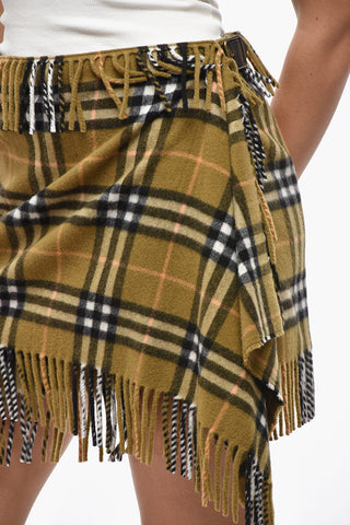 Cashmere-Mix-Tartan-Minirock SCARF mit Fransen