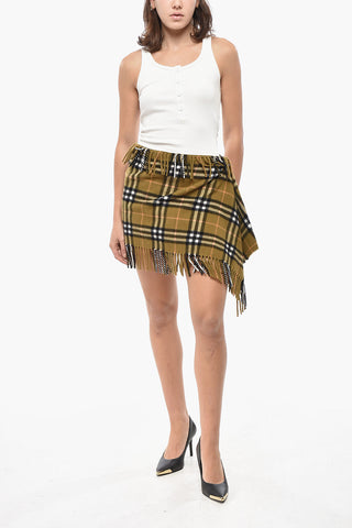 Cashmere-Mix-Tartan-Minirock SCARF mit Fransen