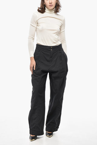 Pantaloni a 2 Pince in Misto Cotone con Polsino