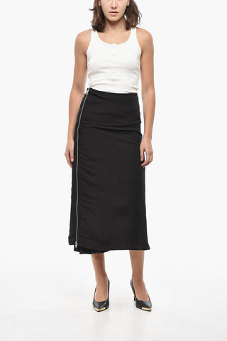 더블 패브릭 미디 스커트 옆면 풀 지퍼