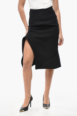 Gonna Midi STRUCTURED in Lana con Spacco Laterale