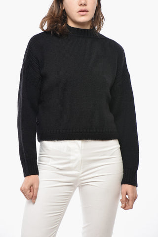 Wool-Blend Cropped-Fit Crewneck