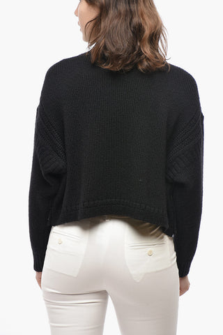 Wool-Blend Cropped-Fit Crewneck