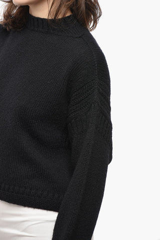 Wool-Blend Cropped-Fit Crewneck