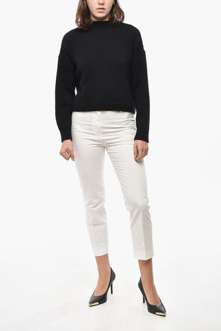Wool-Blend Cropped-Fit Crewneck