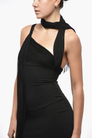 시어 디테일 롱 튜브 드레스