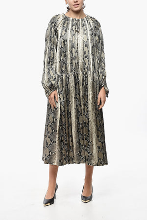 Maxi Dress Motivo Rettile con Coulisse in Vita