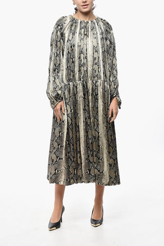 Maxi Dress Motivo Rettile con Coulisse in Vita