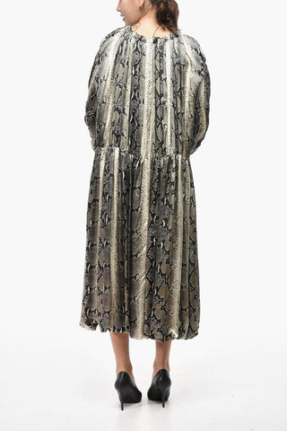 Maxi Dress Motivo Rettile con Coulisse in Vita