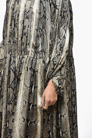 Maxi Dress Motivo Rettile con Coulisse in Vita