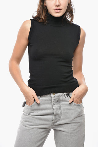 SPORTMAX Maglia Smanica a Collo Alto