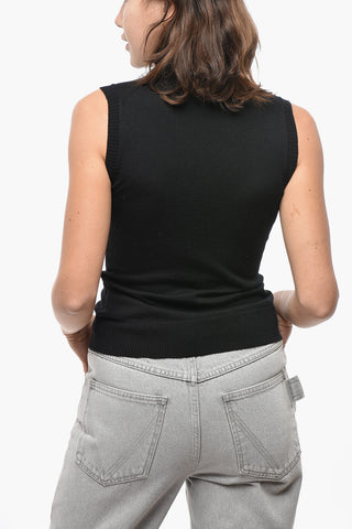 SPORTMAX Maglia Smanica a Collo Alto