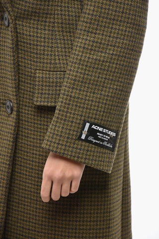 Double-breasted Houndstooth Wool Blend Coat with Oversized Design