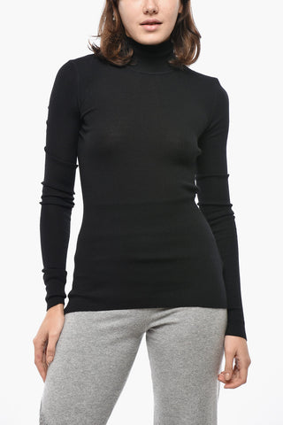 Gerippter Rollkragenpullover aus Wolle