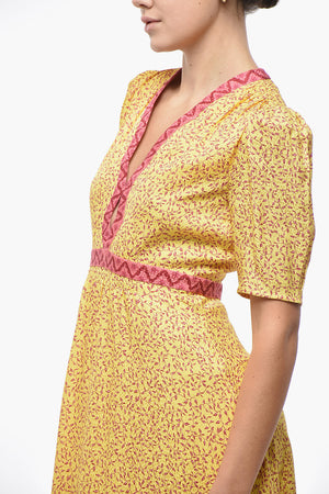 Silk Flared Dress TABITHA with Botanical Print