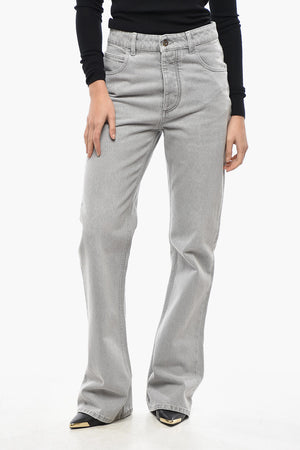 Stone-Wash Denim Flared Fit Jeans 21cm