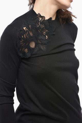 Merino Wool Sweater with Lace Detail