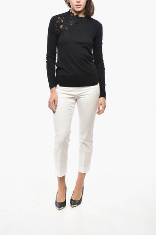 Maglia in Lana Merino con Dettaglio in Pizzo