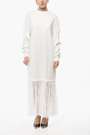 Tee Dress in Cotone con Balza in Pizzo