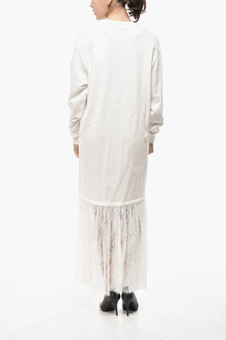 Tee Dress in Cotone con Balza in Pizzo