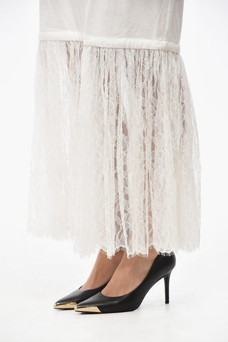 Tee Dress in Cotone con Balza in Pizzo