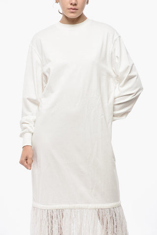 Tee Dress in Cotone con Balza in Pizzo