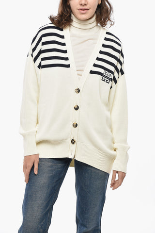 Cardigan aus Baumwollmischung mit Streifenmuster