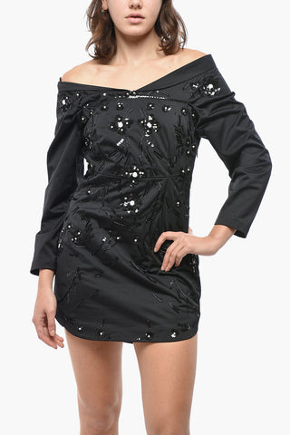 Off-Shoulder Minidress 80'S PROM embellished with Sequins