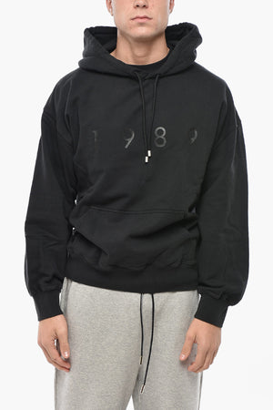 Felpa Hoodie in Cotone Garzato con Logo Ton sur Ton