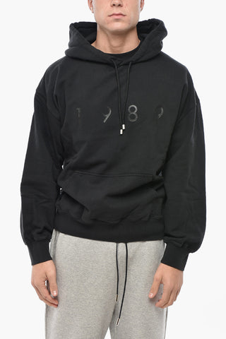 Felpa Hoodie in Cotone Garzato con Logo Ton sur Ton