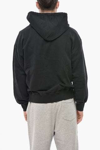 Felpa Hoodie in Cotone Garzato con Logo Ton sur Ton