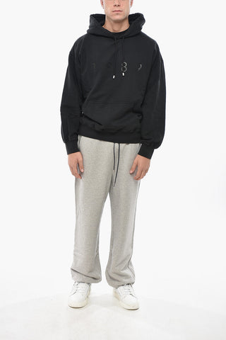 Felpa Hoodie in Cotone Garzato con Logo Ton sur Ton
