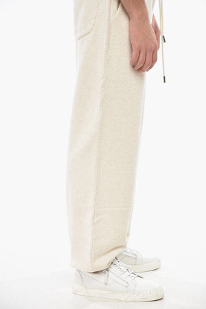 Baumwollfleece-Joggers mit gesticktem Logo und Bündchen