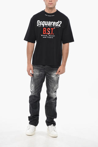 T-Shirt mit Rundhalsausschnitt aus Baumwolle BST mit Aufdruck