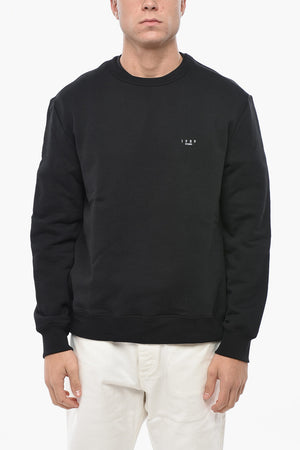 Felpa Girocollo in Cotone Garzato con Logo Ricamato