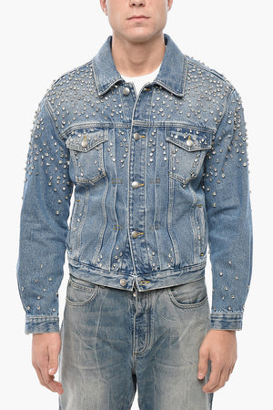 Denim Jacket Embellished with Crystals