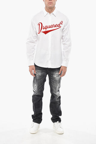 Dropped-Shoulder Shirt COLLEGE with Flocked Logo