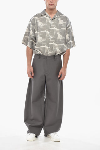 Cotton-and-Silk Wide-Leg Trousers