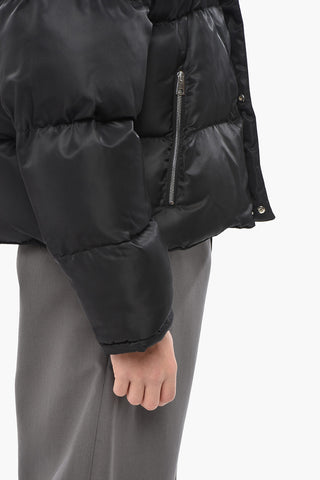 Padded Solid-Color Jacket with Contrasting Logo