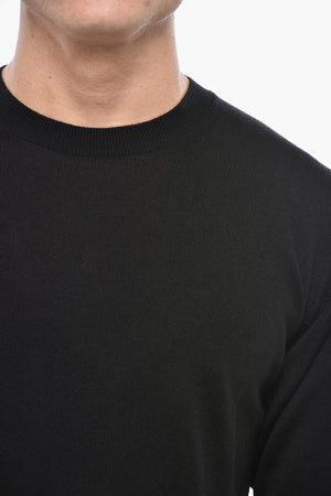 Pullover mit Rundhalsausschnitt aus Schurwolle mit geflocktem Logo