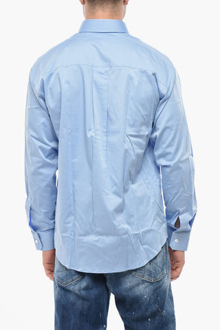 Dropped-Shoulder-Hemd aus Popeline mit gesticktem Logo