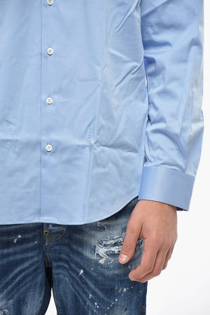 Dropped-Shoulder Poplin Shirt with Embroidered Logo