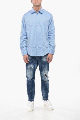 Dropped-Shoulder-Hemd aus Popeline mit gesticktem Logo